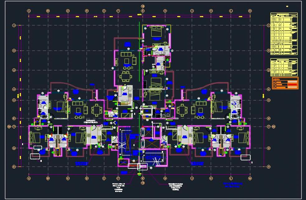 Residential Tower CAD DWG- 3BHK Apartments Layout